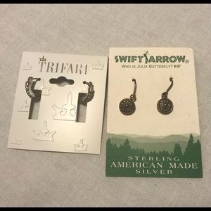 Trifari hoops and Swift Arrow silver drop earrings